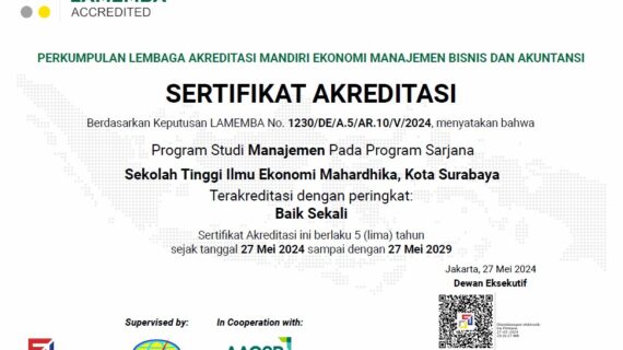 STIE Mahardhika Raih Akreditasi “Baik Sekali” untuk Program Studi Manajemen dari LAMEMBA